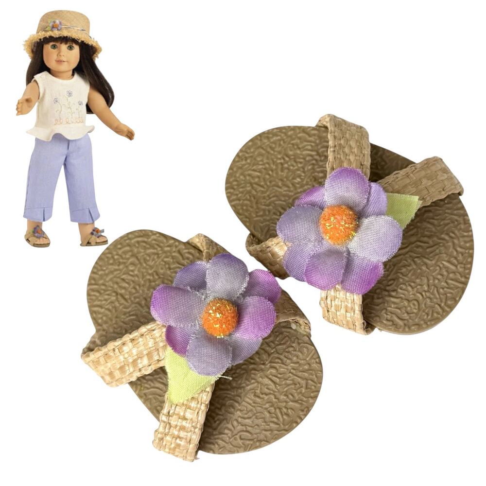 American Girl Gardening Outfit I Sandals Doll Shoe Accessories Purple Flowers